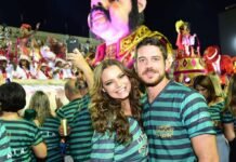 Camarote Allegria inicia Carnaval 2017 com presença de artistas Milena Toscano e Marco Pigossi no Camarote Allegria (Foto: Renato Wrobel)