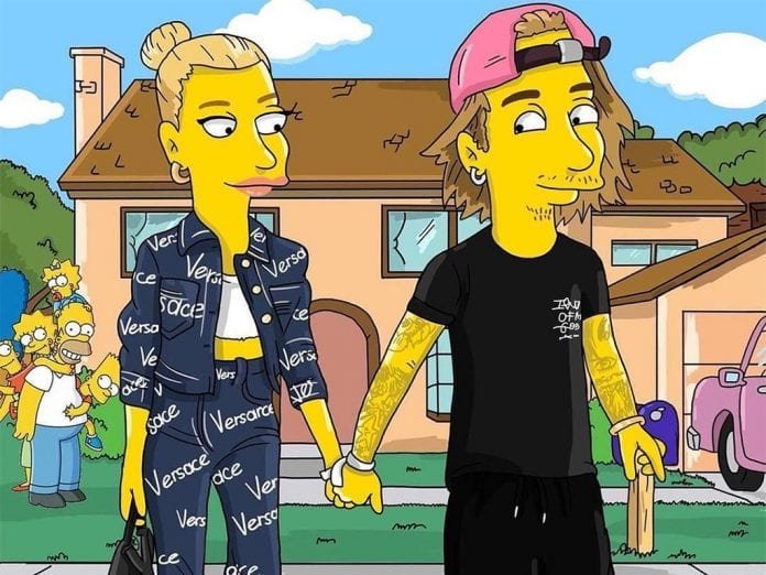 Justin Bieber e a modelo Hailey Baldwin viram personagens de 'Os Simpsons' (Foto: Reprodução/Instagram)