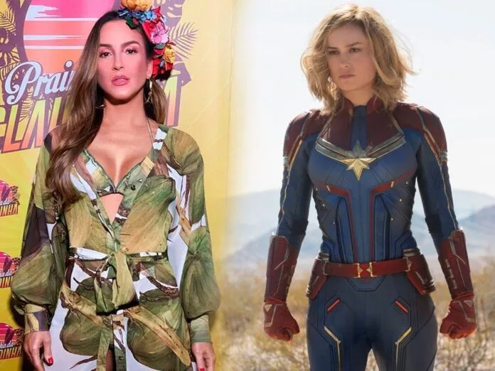 Claudia Leitte vai usar figurinos inspirados no uniforme da Capitã Marvel durante o Carnaval (Fotos: Divulgação) Claudia Leitte vai usar figurinos inspirados no uniforme da Capitã Marvel durante o Carnaval (Fotos: Divulgação)