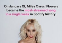 ‘Flowers’, de Miley Cyrus, é a música mais ouvida em uma semana no Spotify