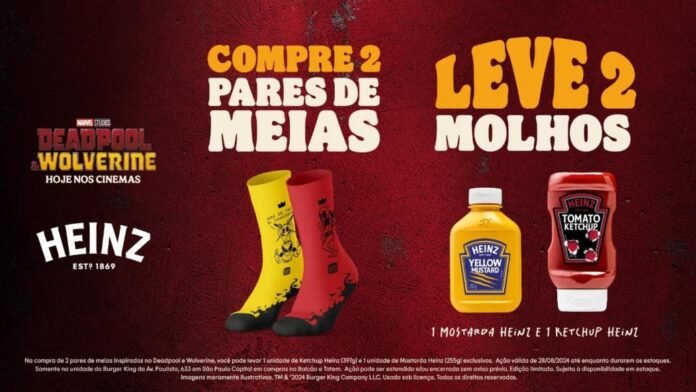 Burger King e Heinz lançam promoção limitada inspirada em Deadpool & Wolverine na Avenida Paulista, com brindes exclusivos (Foto: Divulgação)