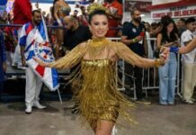 Tatiana Breia usa dourado na final de samba da União da Ilha para 2025 (Foto: Allan Duffes)