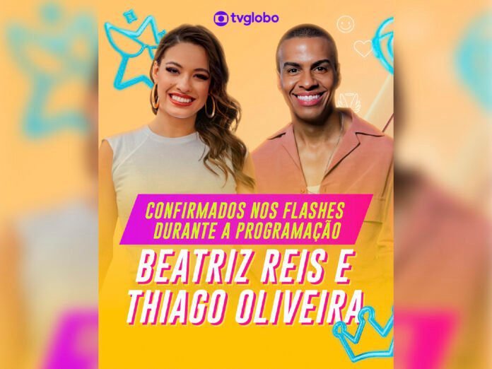 Thiago Oliveira e Beatriz Reis são anunciados como os novos rostos dos flashes do BBB25 (Foto: Divulgação/TV Globo)