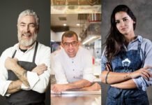 Alex Atala, Jefferson Rueda e Renata Vanzetto são mentores de 'Chef de Alto Nível', novo reality da Globo (Fotos: Marcus Steinmeyer | Rogério Gomes | Juliana Matos)