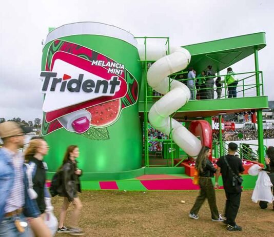 Trident ativa The Town 2025 com estande, tobogã e embalagens especiais Trident ativa The Town 2025 com estande, tobogã e embalagens especiais (Foto: Divulgação)