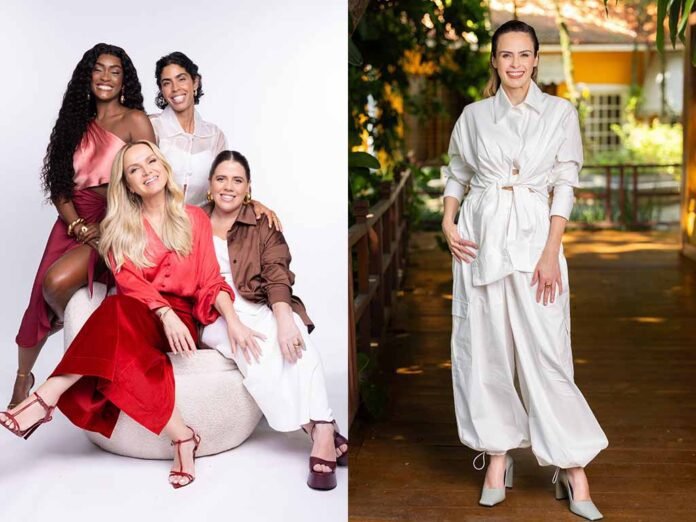 Eliana, Bela Gil, Erika Januza, Juliette e Tati Machado recebem Ana Paula Renault no sofá do 'Saia Justa' (Fotos: Divulgação)