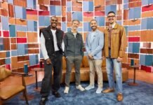 ‘Papo de Segunda’ inicia nova temporada com Gil do Vigor e Rafael Zulu João Vicente, Francisco Bosco, Gil do Vigor e Rafael Zulu apresentam nova temporada de 'Pado de Segunda', no GNT (Foto: GNT/Ju Coutinho)