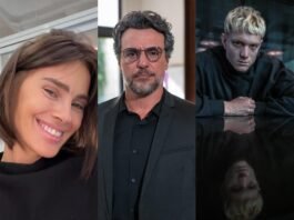Carolina Dieckmmann, Rodrigo Lombardi e Pedro Novaes estrelam o filme 'A Viagem', que iniciou gravações nos Estúdios Globo (Fotos: Reprodução/Instagram e Globo/Estevam Avellar)
