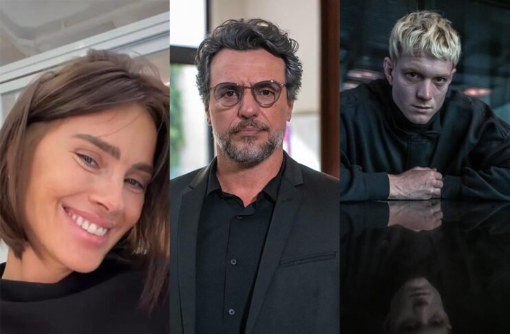 Carolina Dieckmmann, Rodrigo Lombardi e Pedro Novaes estrelam o filme 'A Viagem', que iniciou gravações nos Estúdios Globo (Fotos: Reprodução/Instagram e Globo/Estevam Avellar)