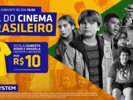 Cinesystem faz promoção no Dia do Cinema Brasileiro com ingressos a R$ 10 Promoção da Cinesystem celebra o Dia do Cinema Brasileiro em 19 de junho