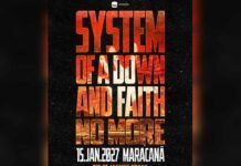 System Of A Down volta ao Brasil para show com Faith No More em 2027 System Of A Down retorna ao Brasil para apresentação no Maracanã em janeiro de 2027 (Foto: Divulgação/30e)