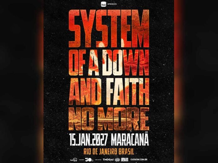 System Of A Down retorna ao Brasil para apresentação no Maracanã em janeiro de 2027 (Foto: Divulgação/30e)