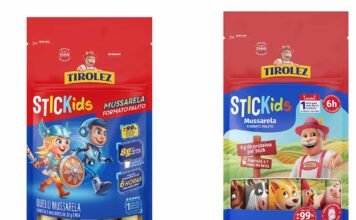 Tirolez destaca SticKids com 8g de proteína por unidade no lanche SticKids Tirolez é feito 100% de queijo mussarela e contém 8g de proteína por unidade (Fotos: Divulgação/Tirolez)
